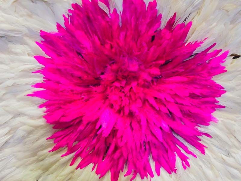 Ivory & Fuschia Hat - Close Up Ivory & Fuschia Hat - Close Up